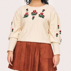 Cider Curve Embroidered Sweater